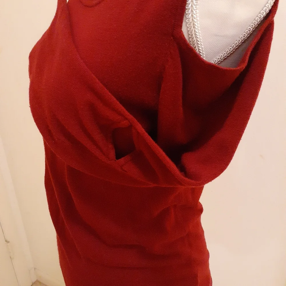Red Cold Shoulder Sweater